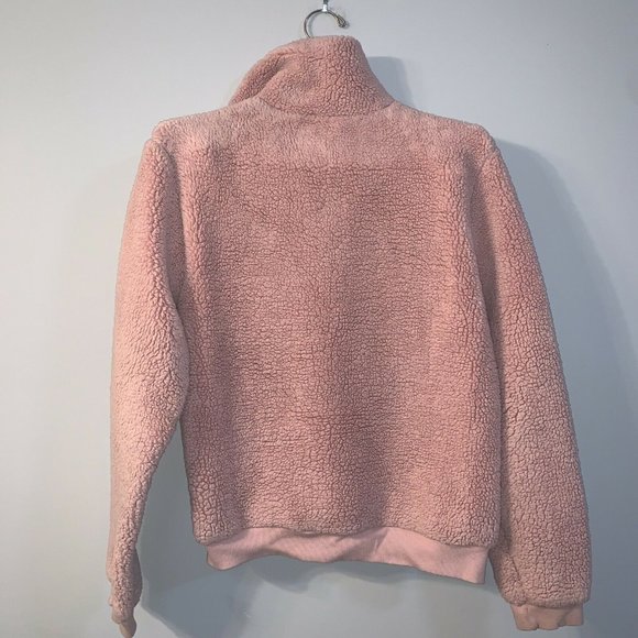 Topshop Ladies Sweatshirt Style Top 6 Pink Teddy Bear Style Quarter Zip - Picture 8 of 9